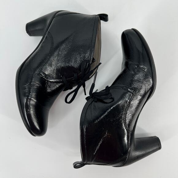 Ecco Sculptured 65 Ankle Boot Womens EU 38 US 7-7.5 Black Patent Leather Lace Up - Picture 4 of 9